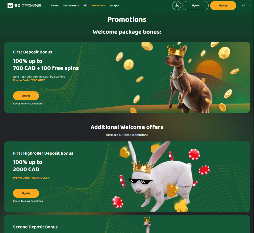 50 Crowns Casino Desktop Preview 2