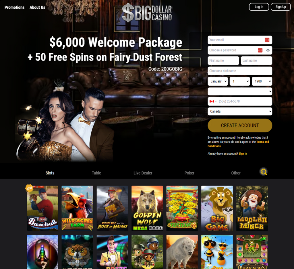 Big Dollar Casino Desktop Preview 2