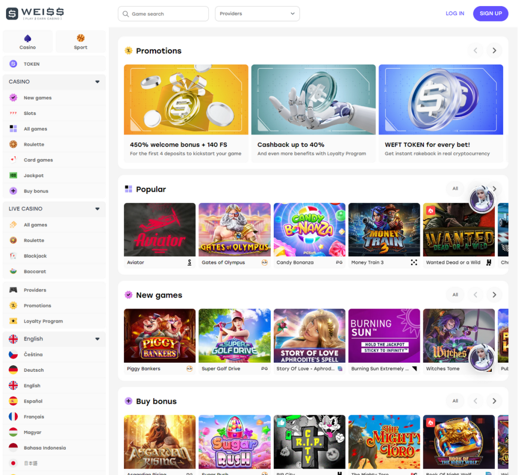 Weiss Casino Desktop Preview 2