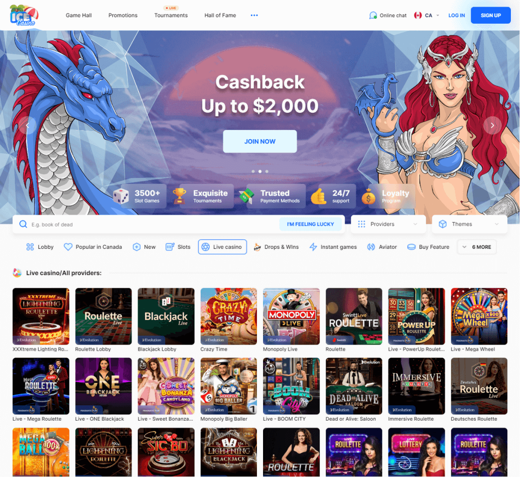 ICE Casino Desktop Preview 1