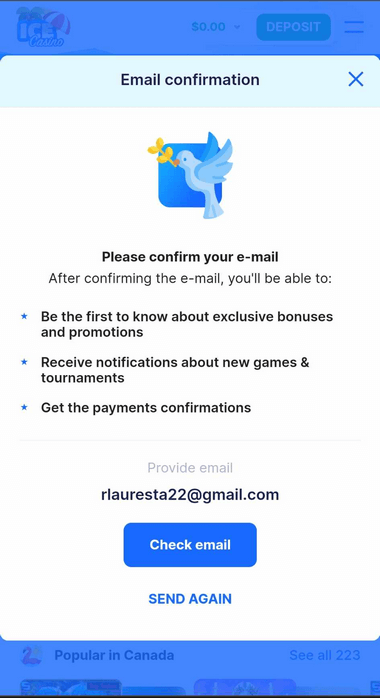 Snapshot of ICE Casino Registration Process - Image 1