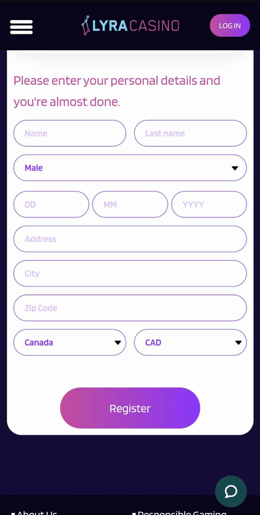 Lyra Casino Sign-Up Procedure Visual 3