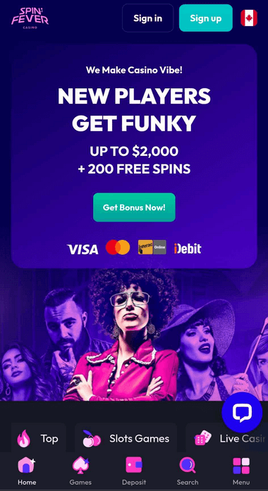 SpinFever Casino Mobile Preview 1