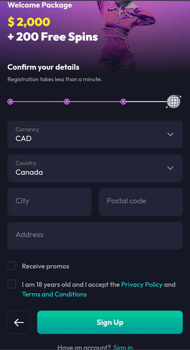 SpinFever Casino Membership Steps Image 1