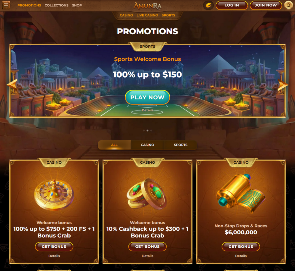 AmunRa Casino Desktop Preview 1