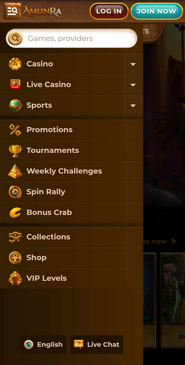 AmunRa Casino Mobile Preview 2