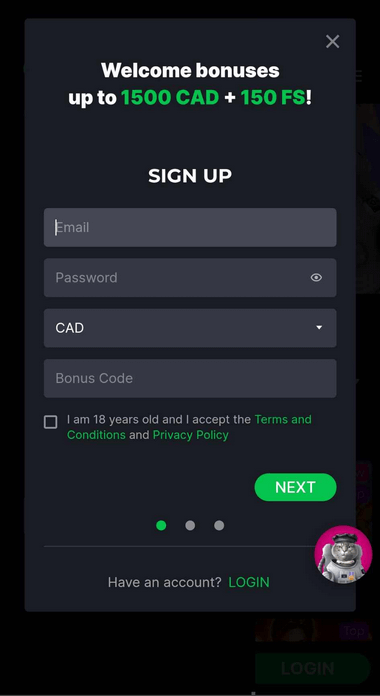 Kosmonaut Casino Registration Walkthrough Image 3