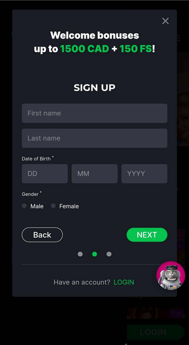 Kosmonaut Casino Registration Walkthrough Image 2