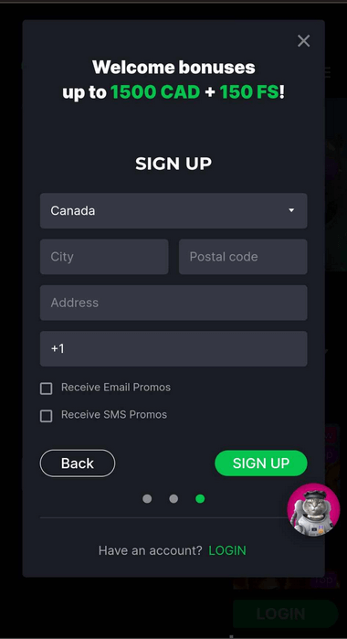 Kosmonaut Casino Registration Walkthrough Image 1