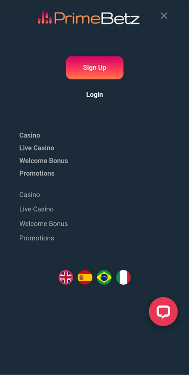 PrimeBetz Casino Mobile Preview 2