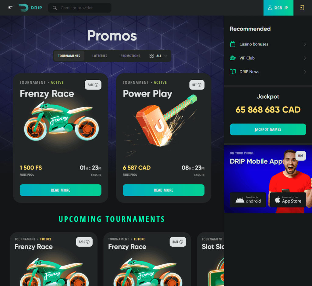 Drip Casino Desktop Preview 1
