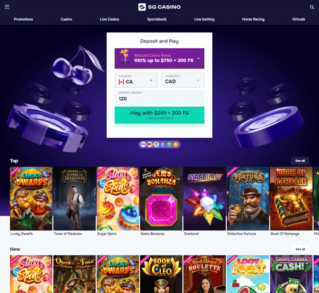 SG Casino Desktop Preview 2