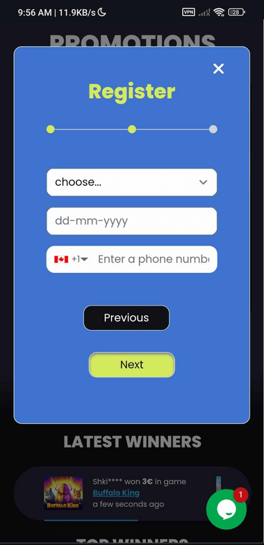 Crazy Casino Signup Process Image 2