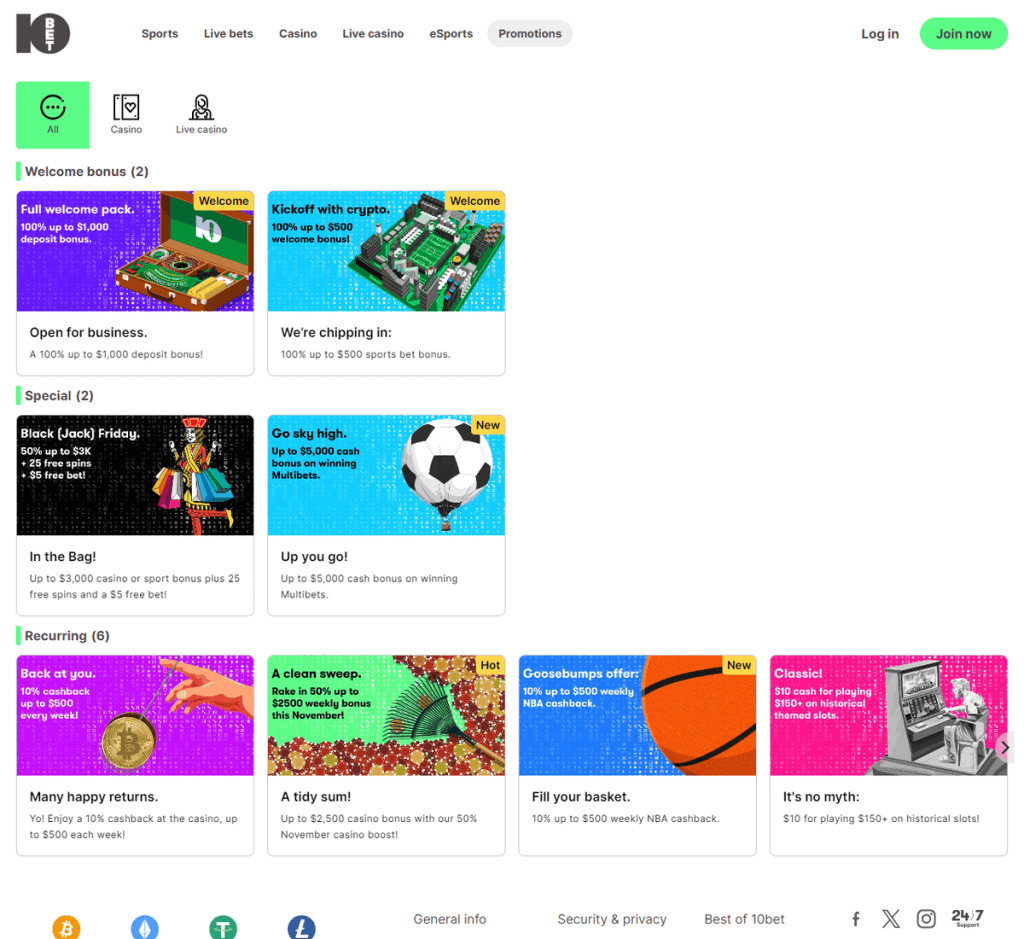 10Bet Casino Desktop Preview 1