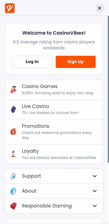 CasinoVibes Casino Mobile Preview 2