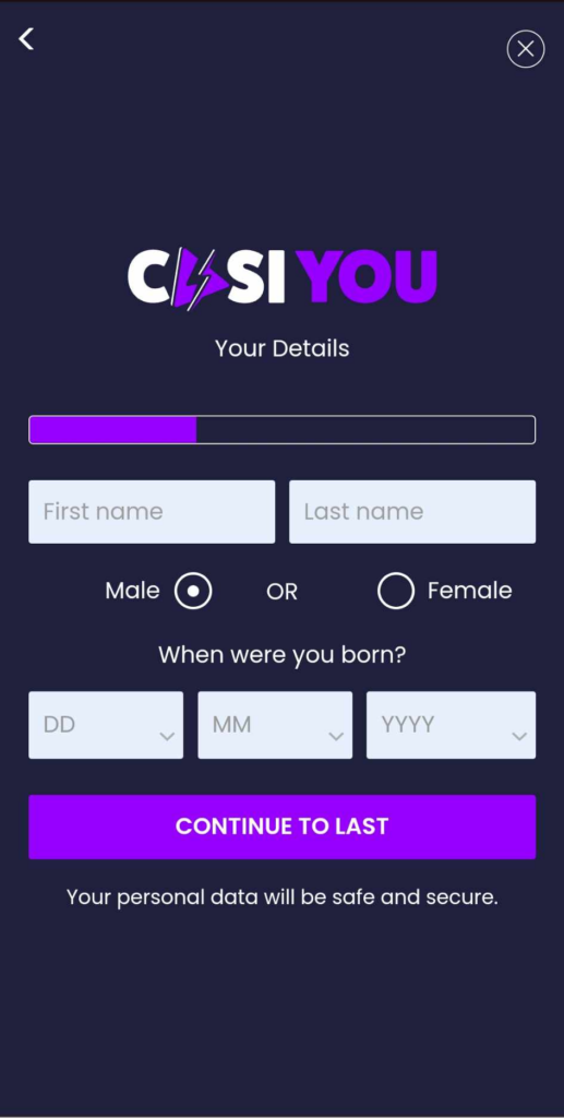 Image 2 of CasiYou Casino’s Registration Process