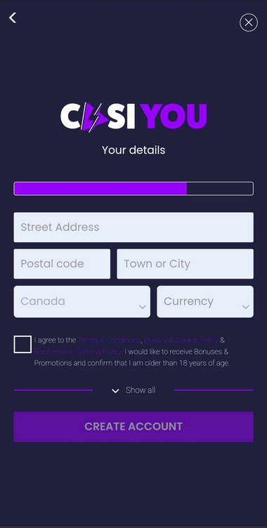 Image 1 of CasiYou Casino’s Registration Process