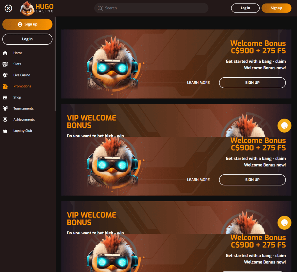 Hugo Casino Desktop Preview 2
