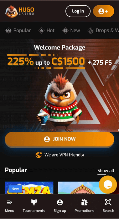 Hugo Casino Mobile Preview 1