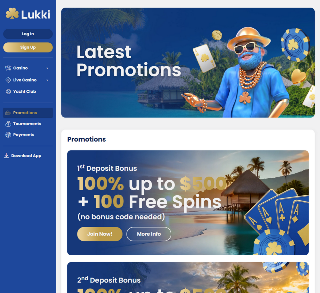 Lukki Casino Desktop Preview 1
