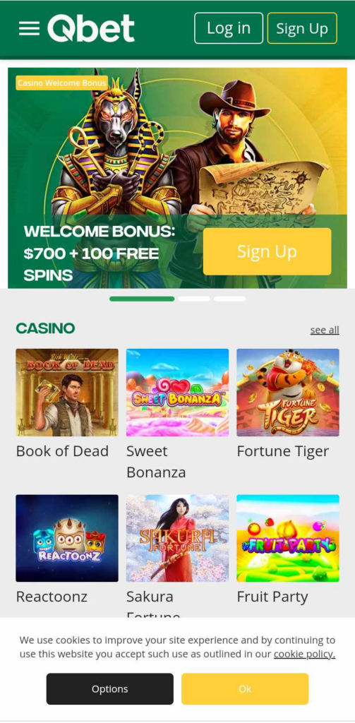 Qbet Casino Mobile Preview 1