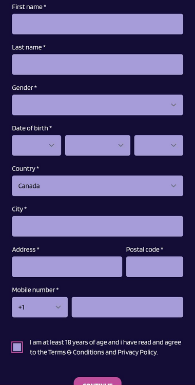 StakeWin Casino Registration Snapshot 1