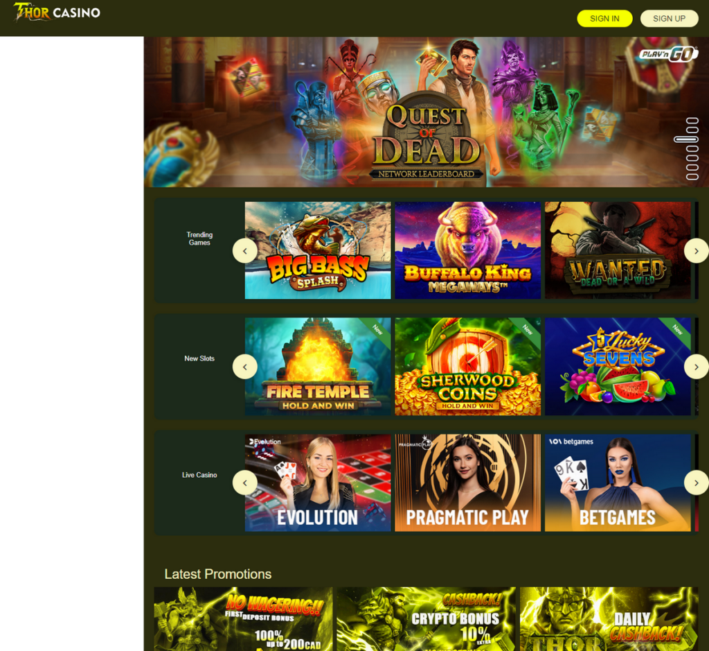 Thor Casino Desktop Preview 2