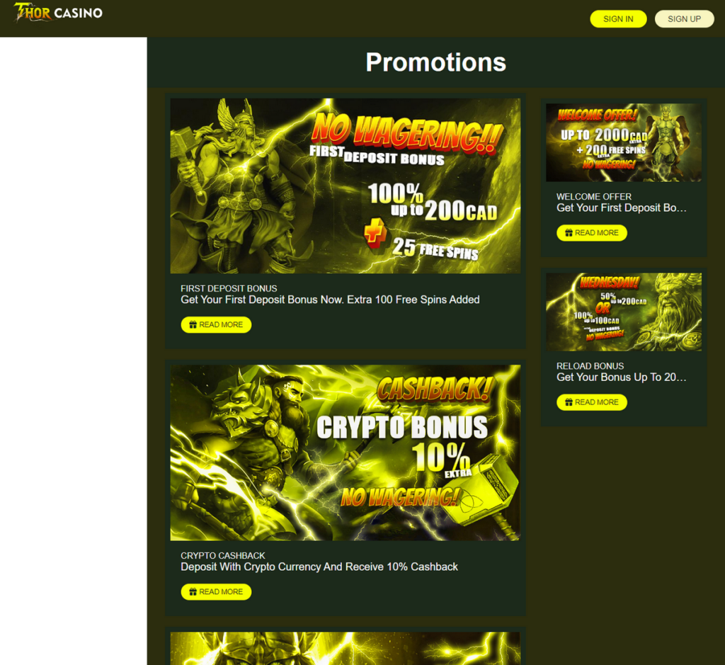 Thor Casino Desktop Preview 1