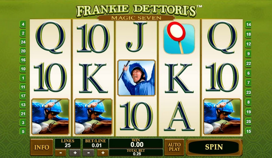 had plenty of success to draw from to craft an engaging slot highlighting Dettori's career glory. You’ll see racing-themed clips and partake in the Free Games Race by selecting a horse, vying for top placement and more spins. There's also a Magic Seven bonus revealing prizes on a racetrack.