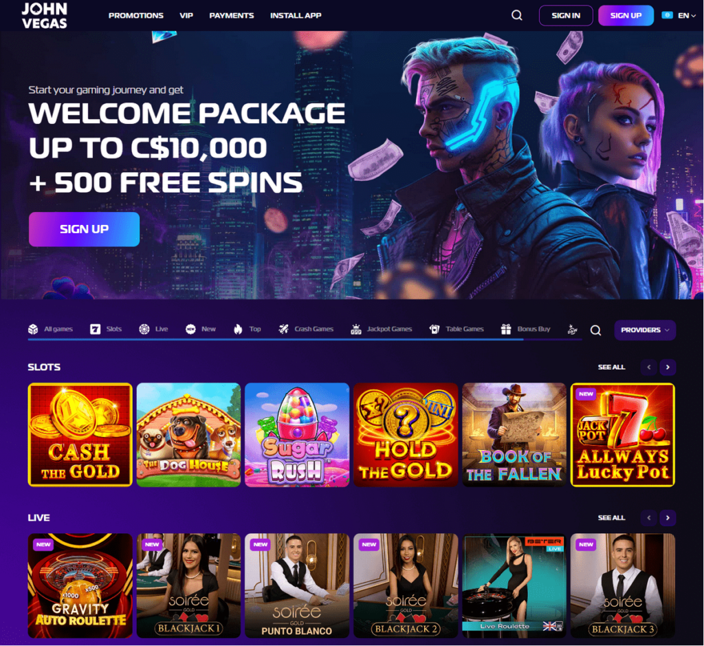 John Vegas Casino Desktop Preview 1
