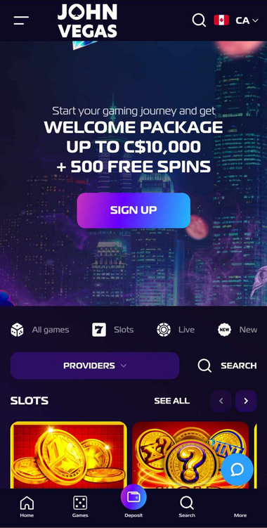 John Vegas Casino Mobile Preview 1
