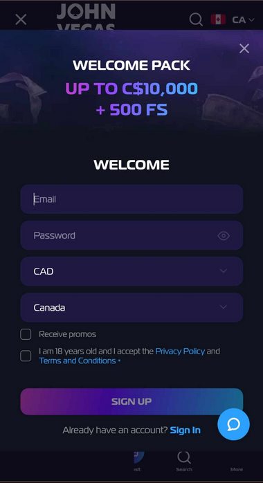 Visual Guide: Registering at John Vegas Casino - Image 1
