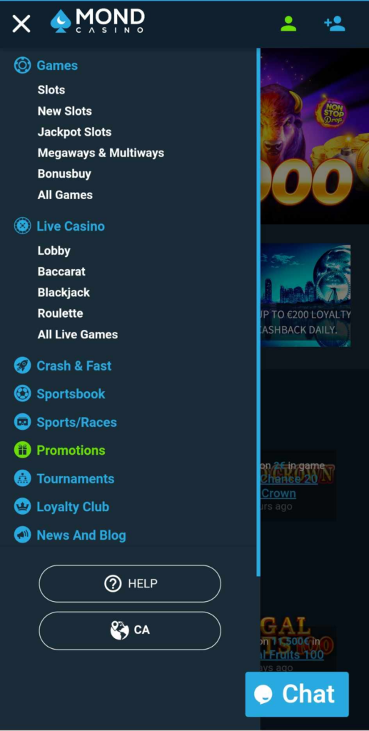 Mond Casino Mobile Preview 2