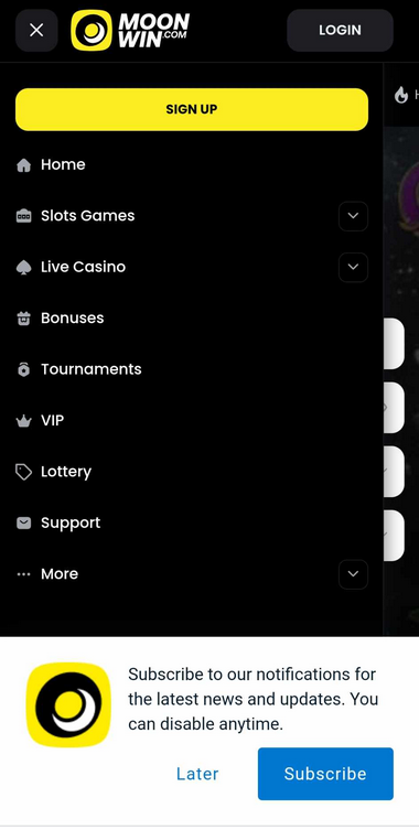 MoonWin Casino Mobile Preview 1