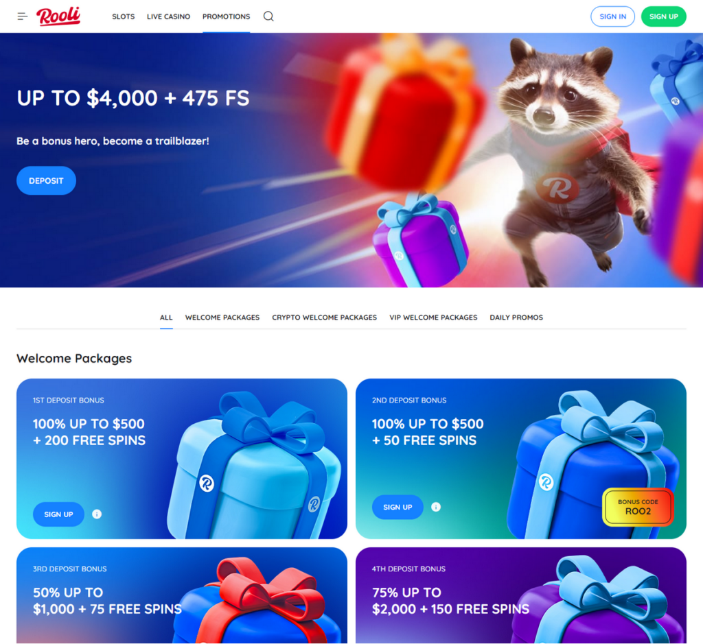 Rooli Casino Desktop Preview 1