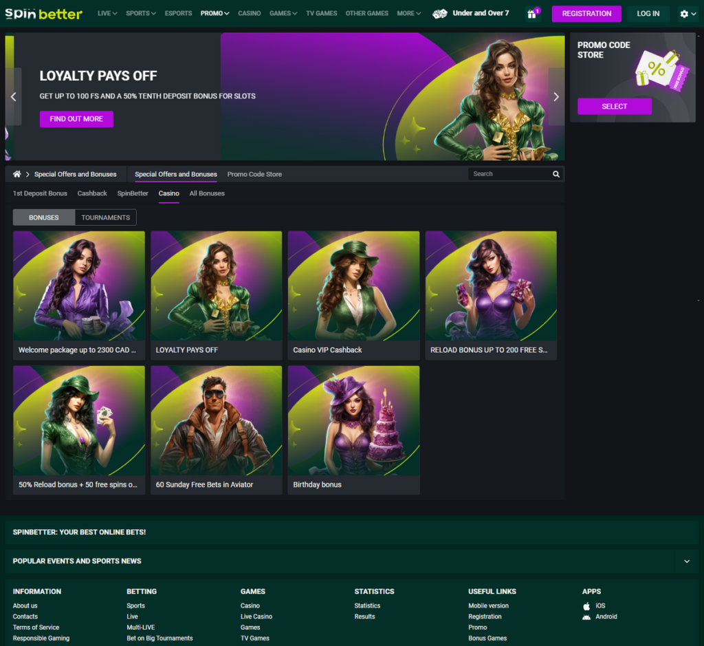 SpinBetter Casino Desktop Preview 1