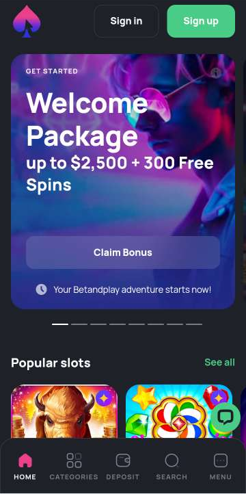 Betandplay Casino Mobile Preview 1