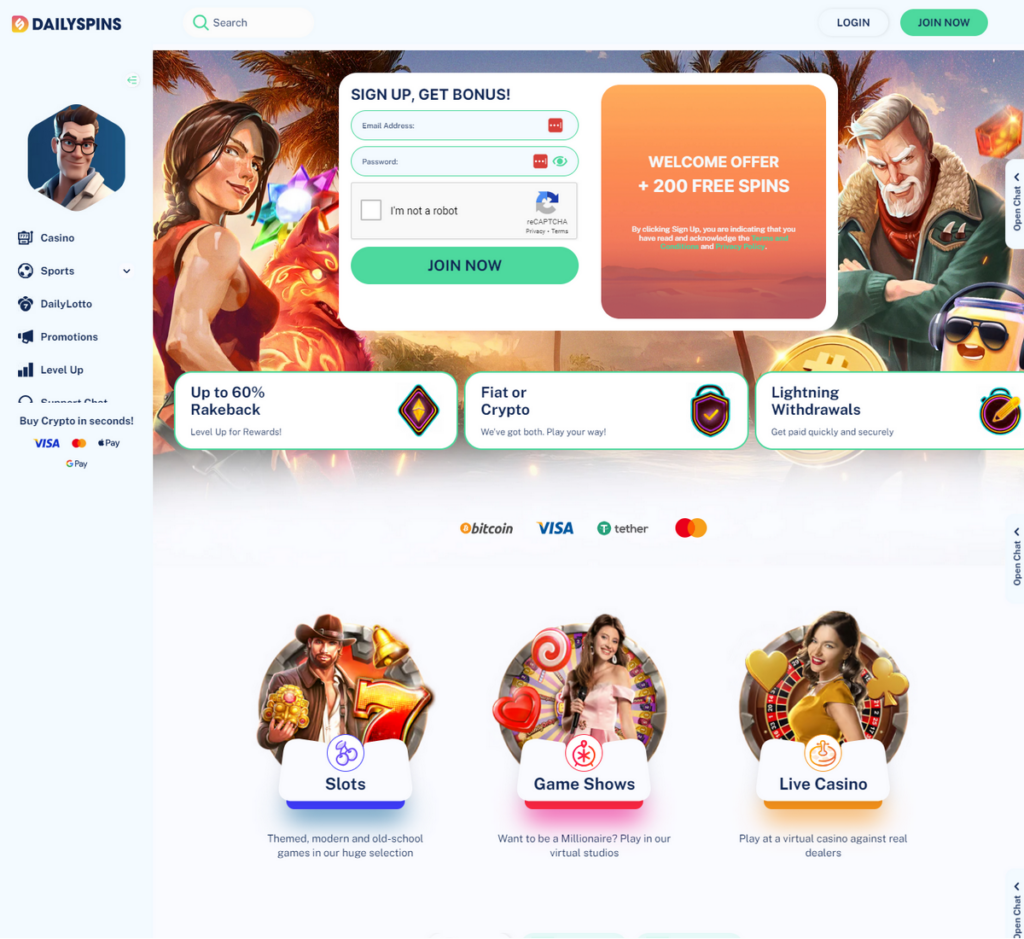 DailySpins Casino Desktop Preview 1