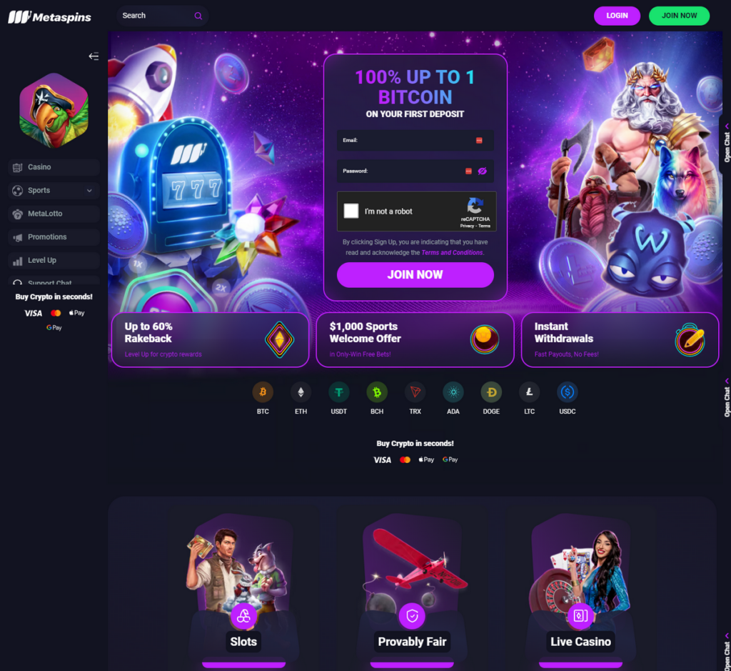 Metaspins Casino Desktop Preview 2
