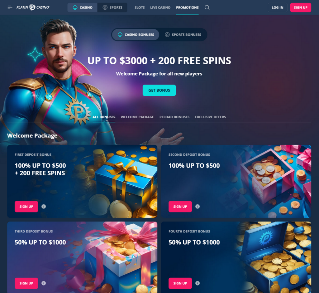 Platin Casino Desktop Preview 1