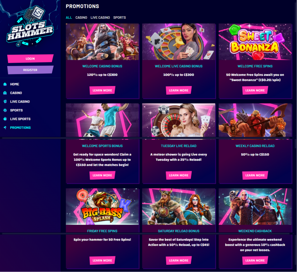 Slots Hammer Casino Desktop Preview 1