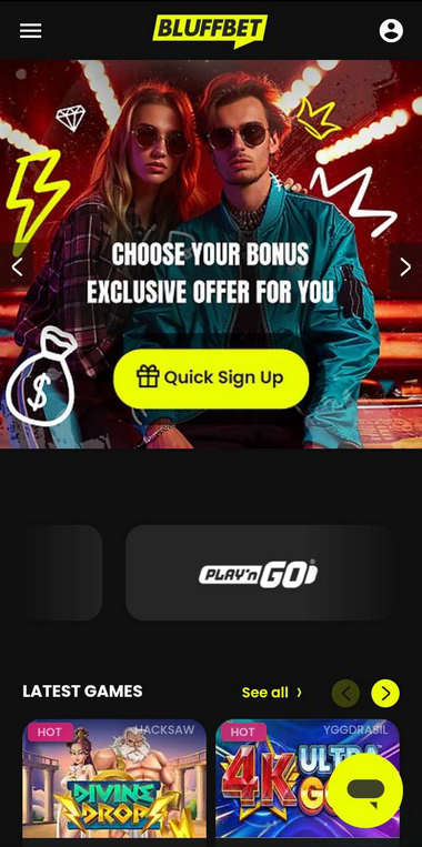Bluffbet Casino Mobile Preview 2