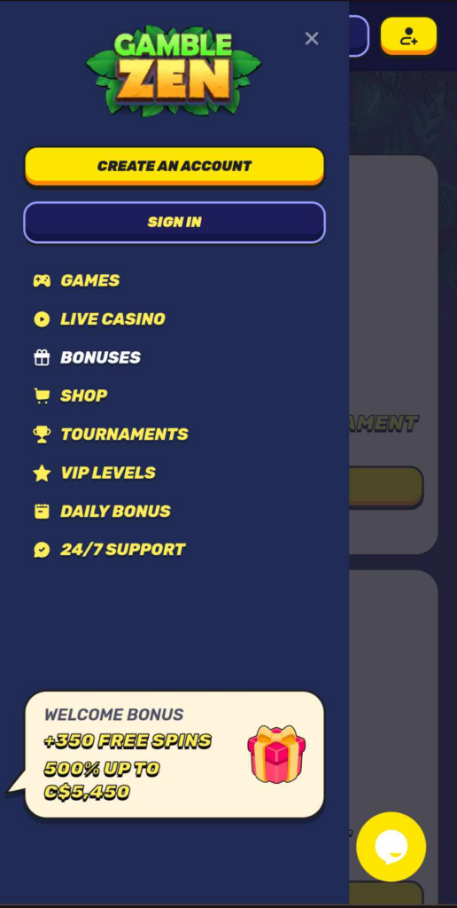 Gamblezen Casino Mobile Preview 1