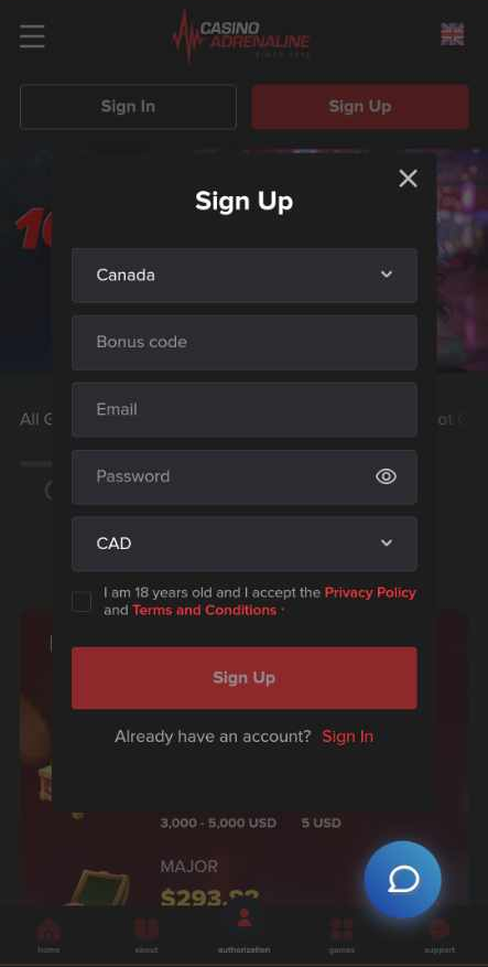 A Peek at Casino Adrenaline's Registration Steps – Image 1