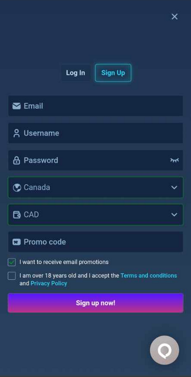 Image 1 of Wintopia Casino registration process.