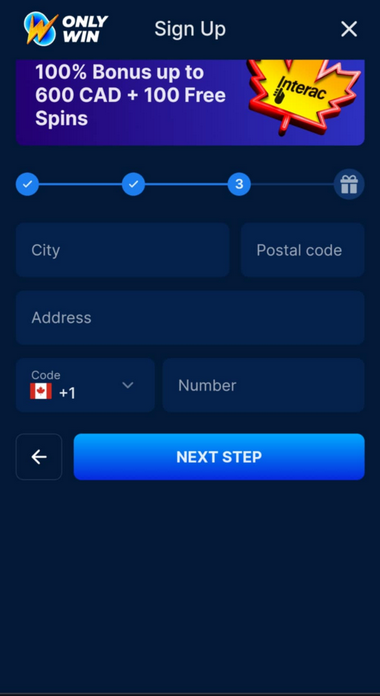 Steps to Register at OnlyWin Casino: Image 3