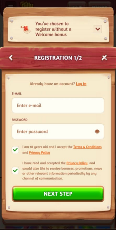 Visual Guide to Registering at BillyBets Casino: Step 2
