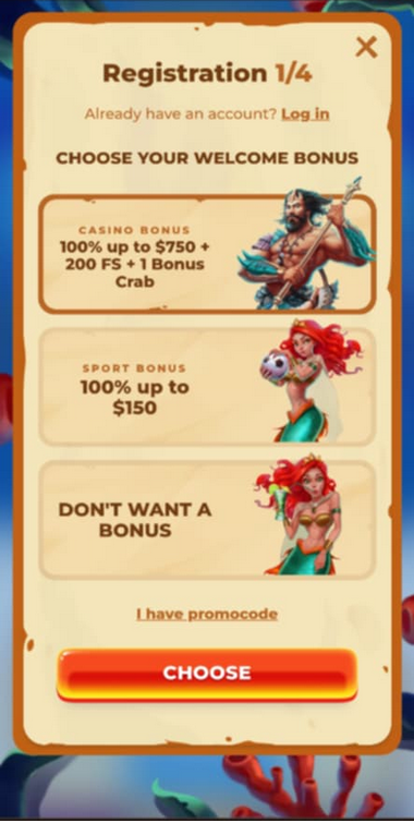Steps for Posido Casino's Registration Process: Image 1