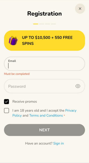 Snapshot of FatFruit Casino Registration Process Image 3