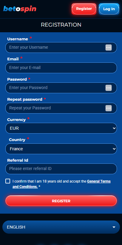 Image illustrating the registration process for Casino Reviews - Step 1.